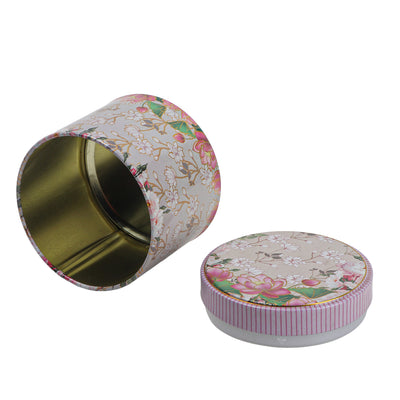 200gm Beautiful Floral Printed Air Tight Tins Color: Green, Size: 3.25*3.25*3.25 Inches, Material: Steel Tin, and Capacity: 200gm. tin for your packaging purpose for gifting dry fruits, and chocolates, cookies, makhana, chips to make it look more luxurious.