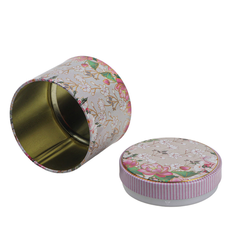 200gm Beautiful Floral Printed Air Tight Tins Color: Green, Size: 3.25*3.25*3.25 Inches, Material: Steel Tin, and Capacity: 200gm. tin for your packaging purpose for gifting dry fruits, and chocolates, cookies, makhana, chips to make it look more luxurious.