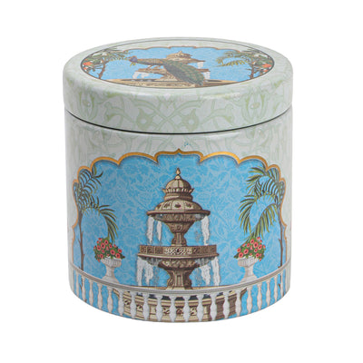 200gm Beautiful Pichwai Printed Air Tight Tins Color: Green, Size: 3.25*3.25*3.25 Inches, Material: Steel Tin, and Capacity: 200gm. tin for your packaging purpose for gifting dry fruits, and chocolates, cookies, makhana, chips to make it look more luxurious.