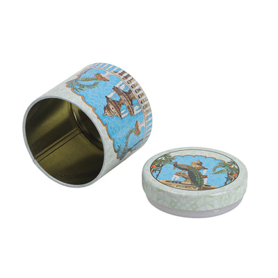 200gm Beautiful Pichwai Printed Air Tight Tins Color: Green, Size: 3.25*3.25*3.25 Inches, Material: Steel Tin, and Capacity: 200gm. tin for your packaging purpose for gifting dry fruits, and chocolates, cookies, makhana, chips to make it look more luxurious.