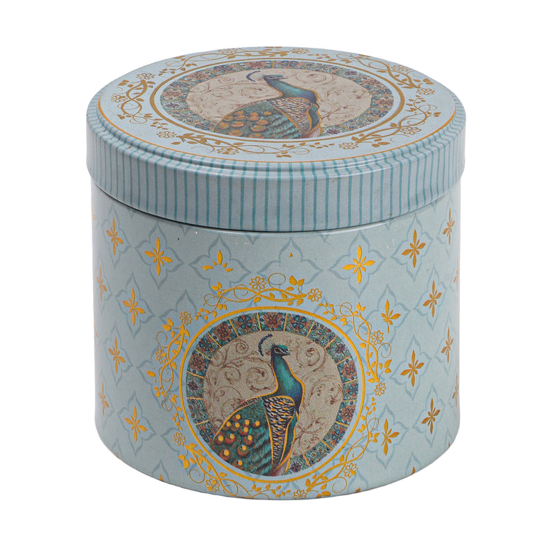 200gm Beautiful Pichwai Printed Air Tight Tins, Color: Green, Size: 3.25*3.25*3.25 Inches, Material: Steel Tin, and Capacity: 200gm