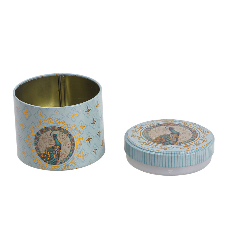 200gm Beautiful Pichwai Printed Air Tight Tins, Color: Green, Size: 3.25*3.25*3.25 Inches, Material: Steel Tin, and Capacity: 200gm