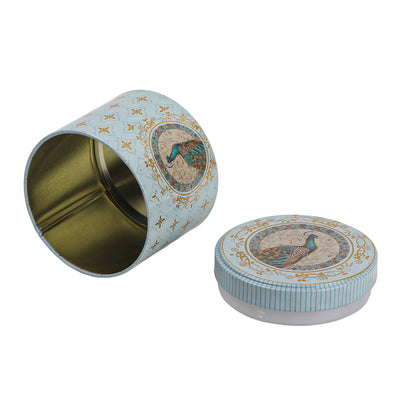 200gm Beautiful Pichwai Printed Air Tight Tins, Color: Green, Size: 3.25*3.25*3.25 Inches, Material: Steel Tin, and Capacity: 200gm
