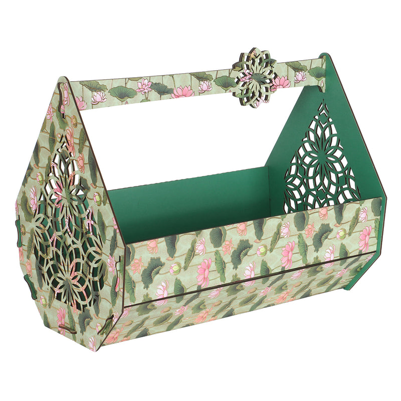 Laser Cut Multiuse Basket with Handle ( 14.1x8.6x11 Inches ) 10015