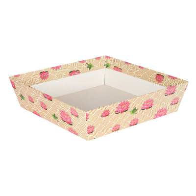 Floral Kappa Tray - Color: Beige, Size: 9.5*9.5*3 Inches, Material: Kappa Board from Nice Packaging.

