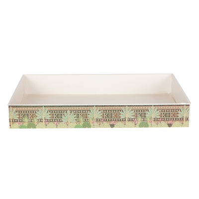 Elegant  MDF Multipurpose Gifting Tray - Color: Green And White, Size: 16*12*2.25 Inches, Material: MDF from Nice Packaging.

