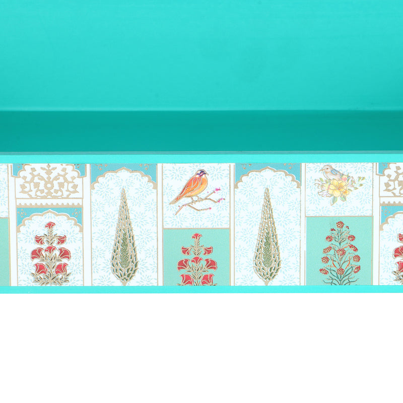 Floral Beautiful MDF Multipurpose Tray - Color: Teal sea, Size: 14*10*2.25 Inches, Material: MDF from Nice Packaging.

