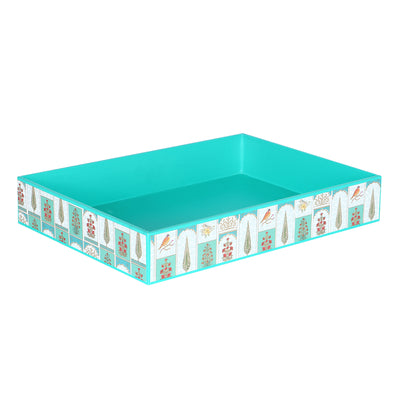 Floral Beautiful MDF Multipurpose Tray - Color: Teal sea, Size: 14*10*2.25 Inches, Material: MDF from Nice Packaging.

