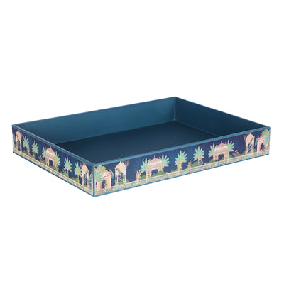 Beautiful MDF Multipurpose Gifting Tray - Color: Blue, Size: 16*12*2.25 Inches, Material: MDF from Nice Packaging.

