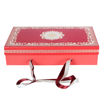 Hamper Box with 4 acrylic box and cavity - Color: Red, Size: 14.5*9.5*3.5 Inches, Material: kappa Board from Nice Packaging.

