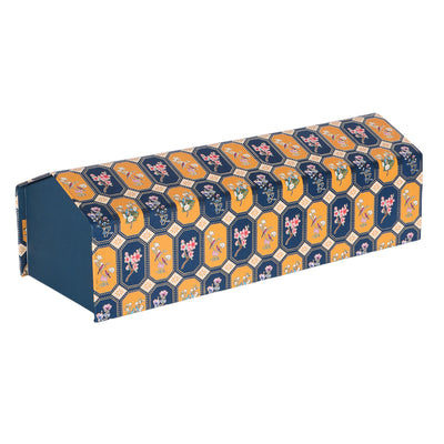 Beautiful Floral Pattern Hamper Box with 3 plastic salsa jar - Color: Blue And Yellow, Size: 13*4.5*4 Inches, Material: Kappa Board from Nice Packaging.

