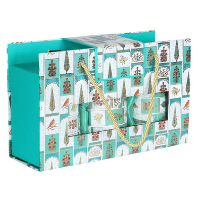 Magnetic Hamper Box with 3 tins - Color: Teal Sea, 
Size: 12.25*3.5*7.5 Inches, Material: Kappa Board from Nice Packaging.

