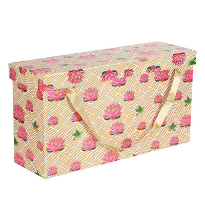 Floral Hamper Box with 3 Printed Tin Jars - Color: Abstract Cream, Size: 3*4.25*7 Inches, Material: Kappa Board from Nice Packaging.

