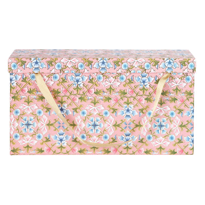 Floral Hamper Box with 3 Printed Tin Jars - Color: Pink Blush &amp; Blue Flowers, Size: 3*4.25*7 Inches, Material: Kappa Board from Nice Packaging.

