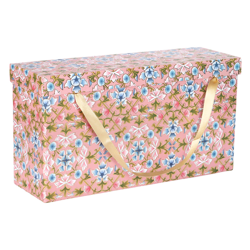 Floral Hamper Box with 3 Printed Tin Jars - Color: Pink Blush &amp; Blue Flowers, Size: 3*4.25*7 Inches, Material: Kappa Board from Nice Packaging.

