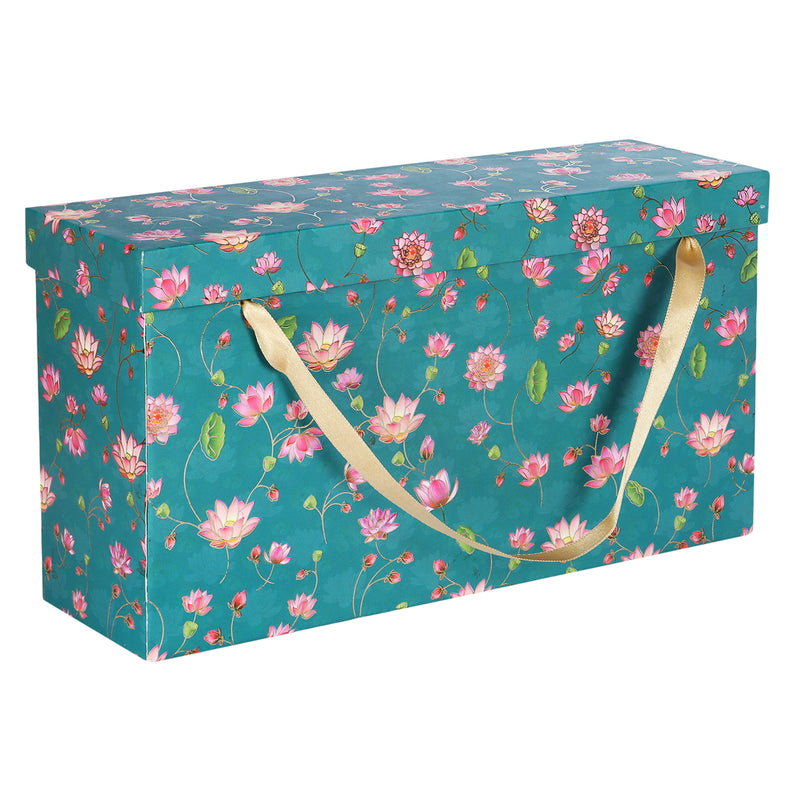 Floral Hamper Box With 4 jam jars - Color: Green, 
Size: 9.5*4*7 Inches, Material: Kappa Board from Nice Packaging.

