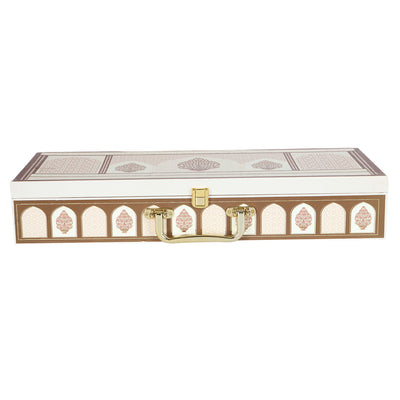 Royal MDF Box with 6 Cylinder jars: Color: Beige And Gold MGI, Size: 17.5*7.75*3.25 Inches, Material: MDF from Nice Packaging.