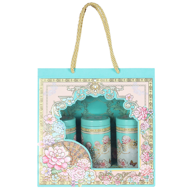 Hamper Box Bag Without Tins Buy From Nice Packaging. Dimensions: 10*6.5*9.5 Inches, Material: Kappa, Color: Teal Sea