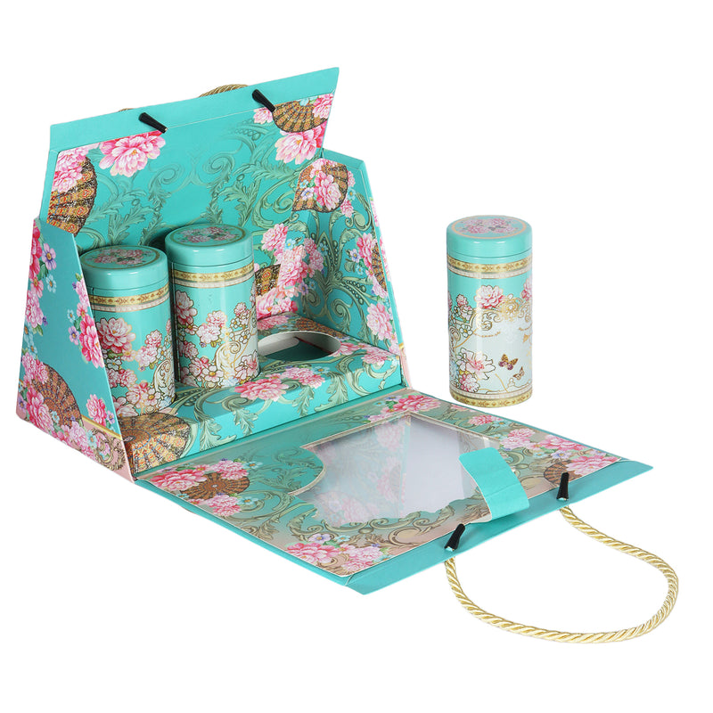 Hamper Box Bag Without Tins Buy From Nice Packaging. Dimensions: 10*6.5*9.5 Inches, Material: Kappa, Color: Teal Sea