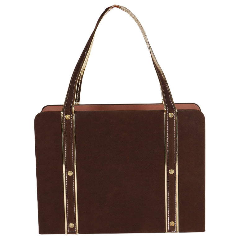 Suede Carry Bag Style Box with 6 short salsa - Color: Brown, Size: 13*10*3.5 Inches, Material: MDF from Nice Packaging.

