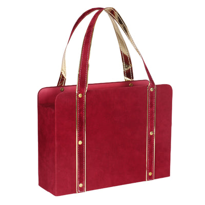 Suede Carry Bag Style Box with 6 short salsa - Color: Maroon, Size: 13*10*3.5 Inches, Material: MDF from Nice Packaging.
