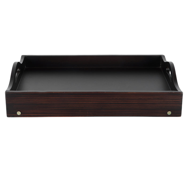 Foldable Luxury Wooden Tray: Holding Capacity Is Up to 6 KG, Color: Dark Brown, Size: 16*12*2.5 Inches, Material: Wooden.