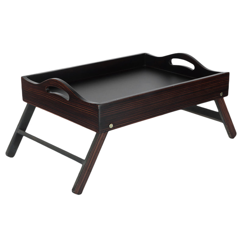 Foldable Luxury Wooden Tray: Holding Capacity Is Up to 6 KG, Color: Dark Brown, Size: 16*12*2.5 Inches, Material: Wooden.