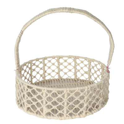 Fully Covered Cotten & Jute Rope & Metal Hamper Basket 16x16x5.5 inches (with detachable handle) MT0010