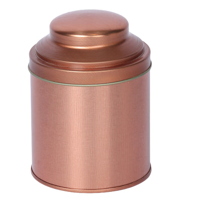 Copper empty jar round tin with strips detailing