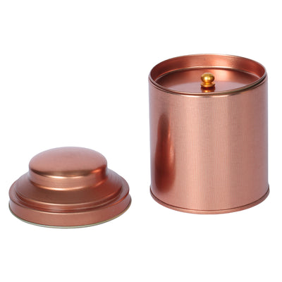 Copper empty jar round tin with strips detailing