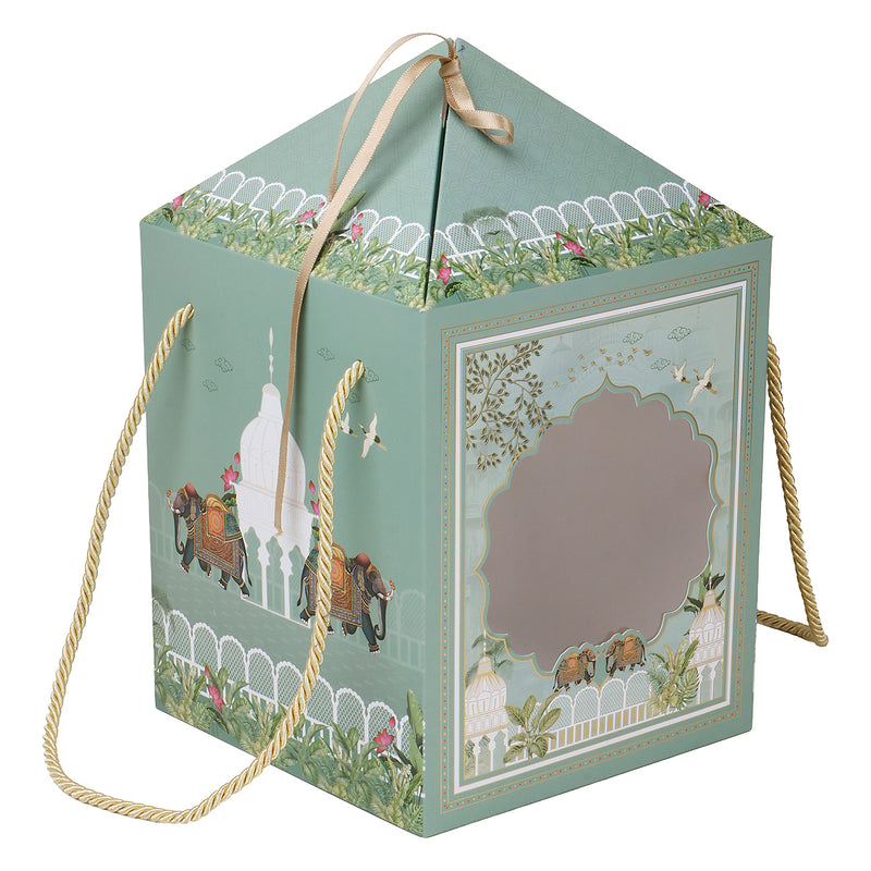 Hamper Box Multipurpose for Gifting and Packaging. Color: Green, Size: 7.25*7.25*12 Inches, Material: SBS 350 GSM from Nice Packaging