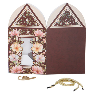 Floral Multipurpose Hamper Box for Gifting Packaging Color is Brown and size: 7.25*7.25*12 Inches. 