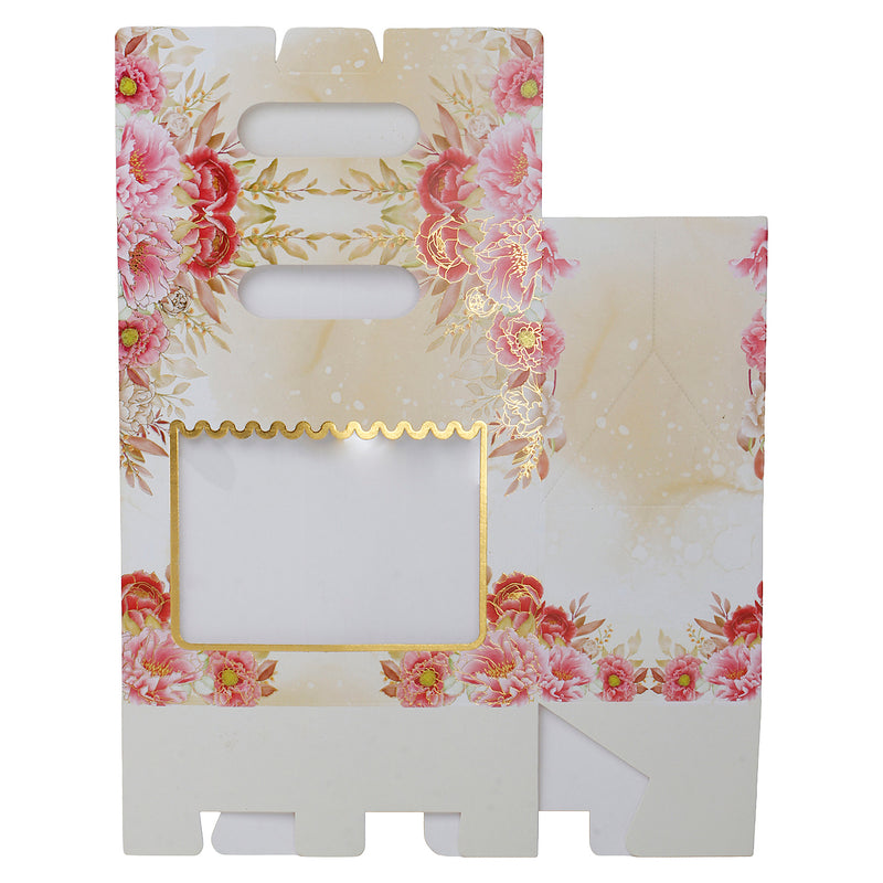 Small Gift Box With Handle for Gifting/Packaging Box is (7x3.75x8 Inches), Color: Beige and Pink from Nice Packaging