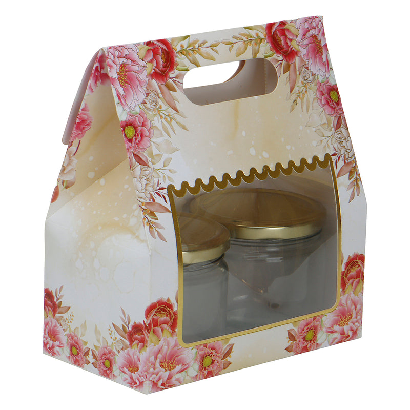 Small Gift Box With Handle for Gifting/Packaging Box is (7x3.75x8 Inches), Color: Beige and Pink from Nice Packaging