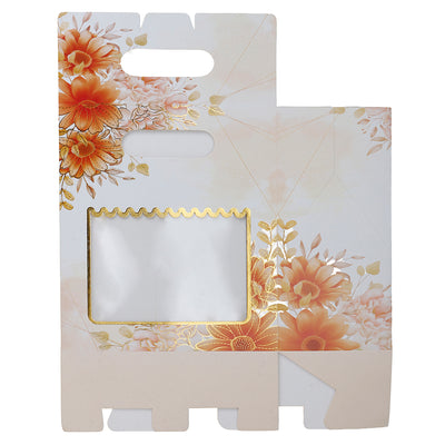 Small Gift Box With Handle for Gifting/Packaging Box is (7x3.75x8 Inches), Color: White and Orange from Nice Packaging