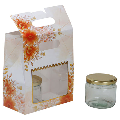Small Gift Box With Handle for Gifting/Packaging Box is (7x3.75x8 Inches), Color: White and Orange from Nice Packaging