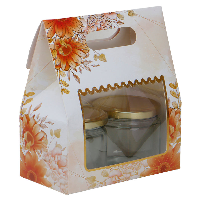 Small Gift Box With Handle for Gifting/Packaging Box is (7x3.75x8 Inches), Color: White and Orange from Nice Packaging