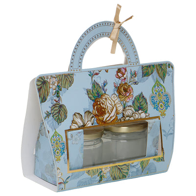 Floral Printed Hamper Box with Jars inside for Packaging and Gifting Theme Color is Blue, Material: SBS 230 GSM and Capacity: Up To 1kg from Nice Packaging 