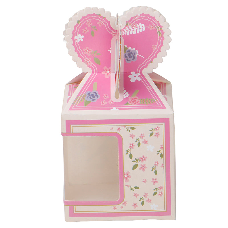 Pink Small Attractive Gift Box with Transparent Window ( 4x4x7 Inches ) 9403A