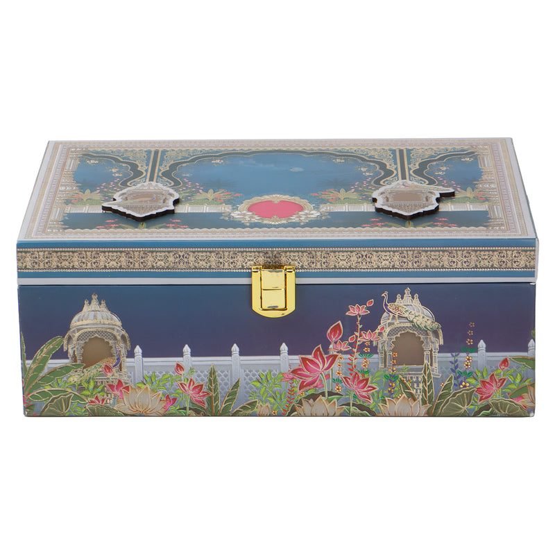 Pichwai Art Hamper Box with 2 printed salsa jars (9.5x5.5x4) Inch 9065C