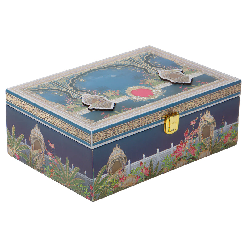 Pichwai Art Hamper Box with 2 printed salsa jars (9.5x5.5x4) Inch 9065C