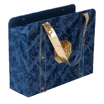 Suede Carry Bag Style Box with 6 short salsa (13x4x10 Inches) Color: Blue From Nice Packaging
