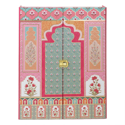 Mehfil Mahal MDF Hamper Box with 2 printed salsa jar & 12 cavity (9.5x12.75x3.75) Inch 9064