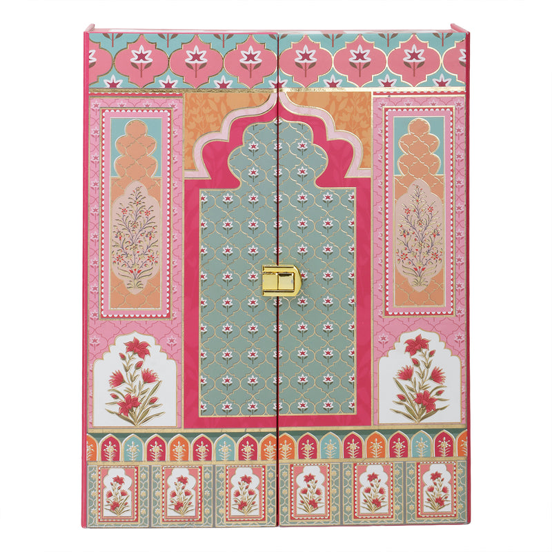 Mehfil Mahal MDF Hamper Box with 2 printed salsa jar & 12 cavity (9.5x12.75x3.75) Inch 9064