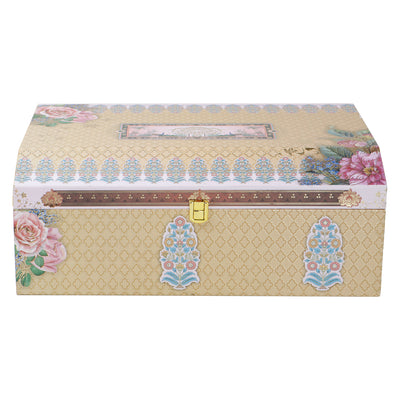 Beautiful Floral MDF Hamper Box with 2 fancy jar & 16 cavity (16x11x6) Inch 9010