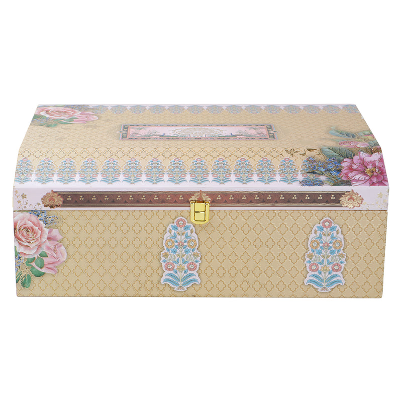 Beautiful Floral MDF Hamper Box with 2 fancy jar & 16 cavity (16x11x6) Inch 9010
