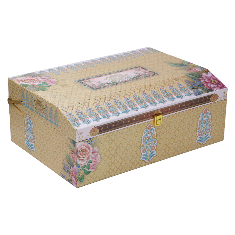 Beautiful Floral MDF Hamper Box with 2 fancy jar & 16 cavity (16x11x6) Inch 9010