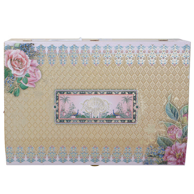 Beautiful Floral MDF Hamper Box with 2 fancy jar & 16 cavity (16x11x6) Inch 9010