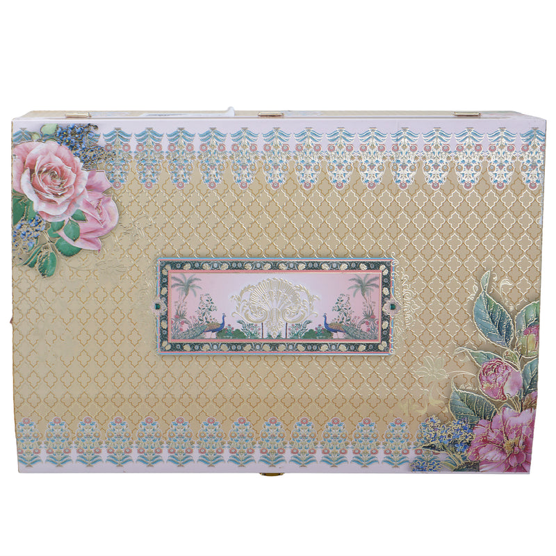 Beautiful Floral MDF Hamper Box with 2 fancy jar & 16 cavity (16x11x6) Inch 9010