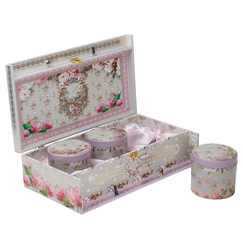 Floral MDF Hamper Box with printed 3 tins (13x7x3.5) Inch 9069